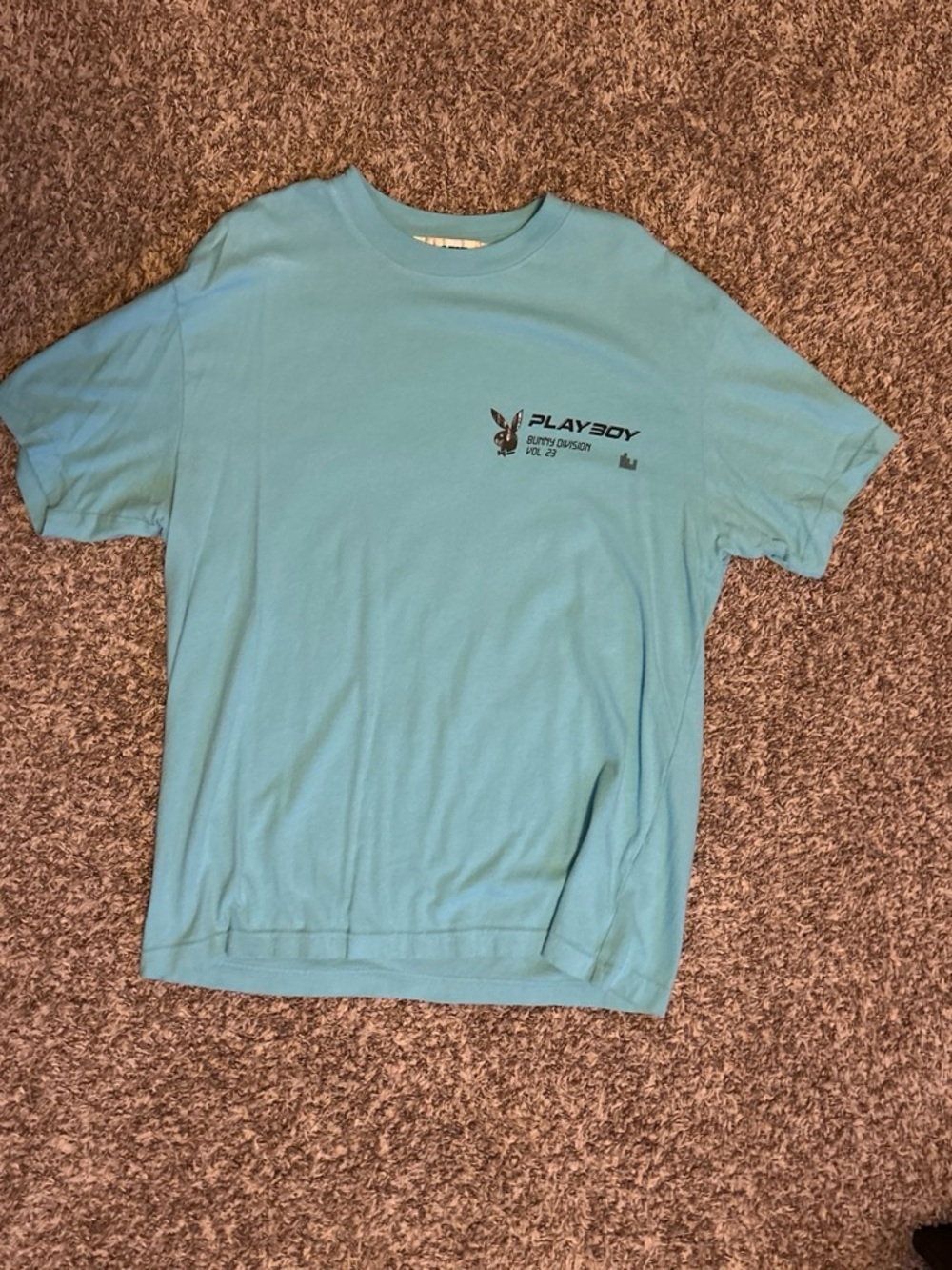 PLAYBOY Men's Aqua Blue Graphic Short Sleeve Tee
